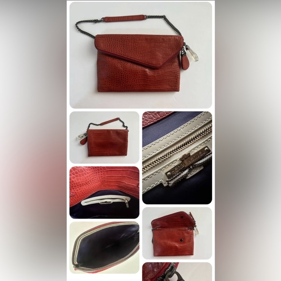 Henry Bendel Chic Red Crocodile-Embossed Wristlet 1990’s style - Picture 4 of 16